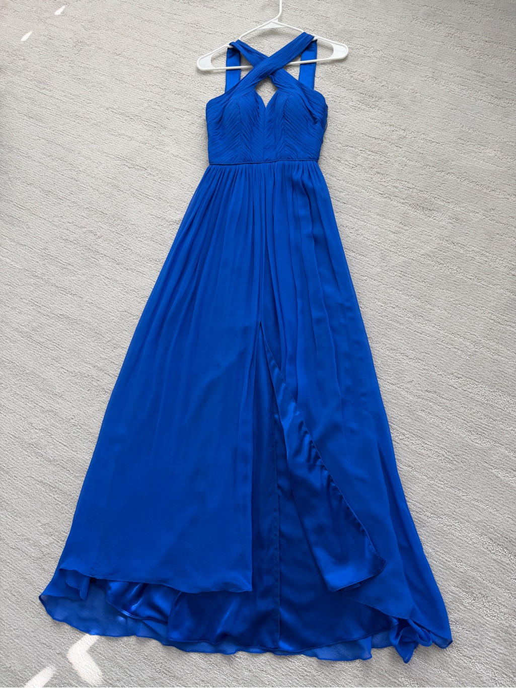 Aidan Mattox Cobalt Blue Cross-Back Maxi Dress